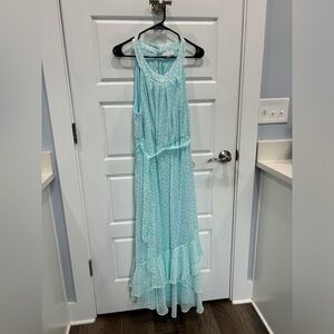 Polka Dot Halter Chiffon Midi Dress